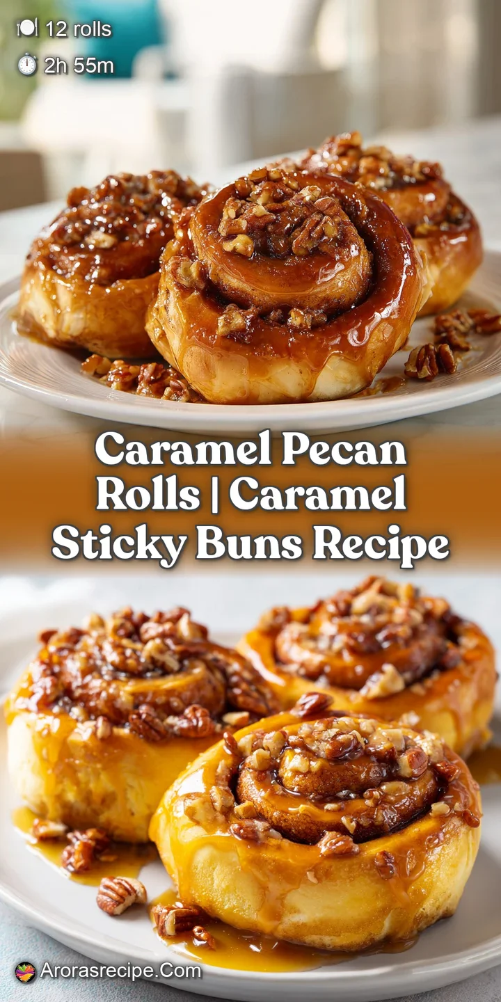 Extreme close-up of glistening amber caramel dripping over soft, golden dough and crunchy toasted pecan pieces.