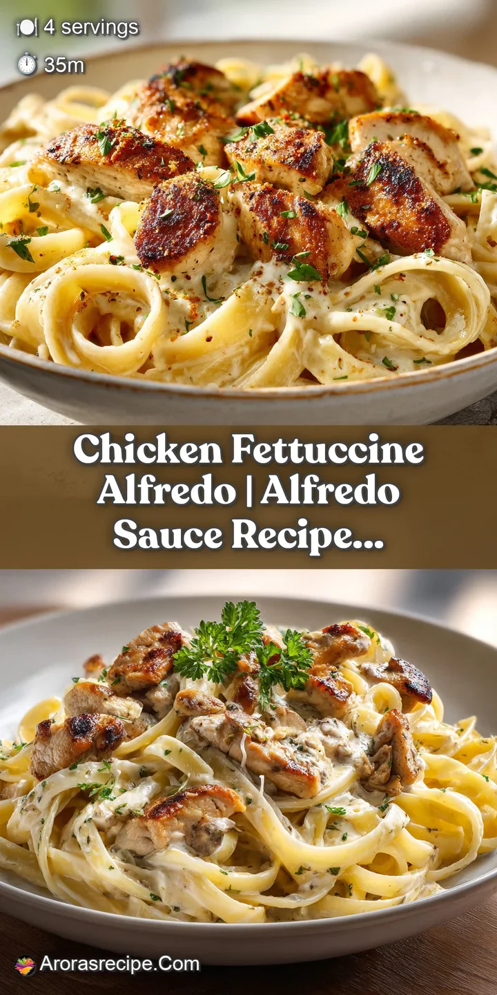 Close-up of glossy, cream-coated pasta ribbons and seared chicken breast with a sprinkle of parmesan cheese.