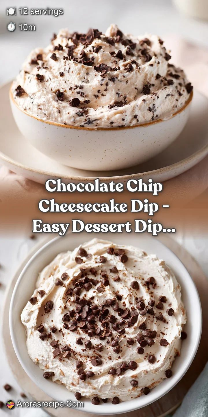 Close-up of velvety cheesecake dip overflowing with semi-sweet chocolate chips, a tempting textural contrast.
