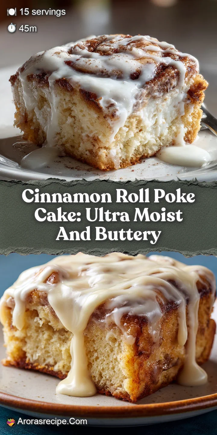 Close-up of gooey, cream cheese frosting on moist poke cake, swirled with warm cinnamon. Tempting, soft texture.