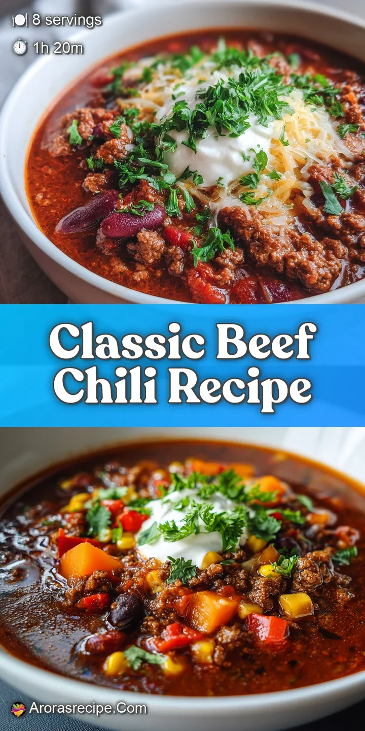 Close-up of glistening beef chili, showing the texture of the tender beef, beans, and vibrant spices.