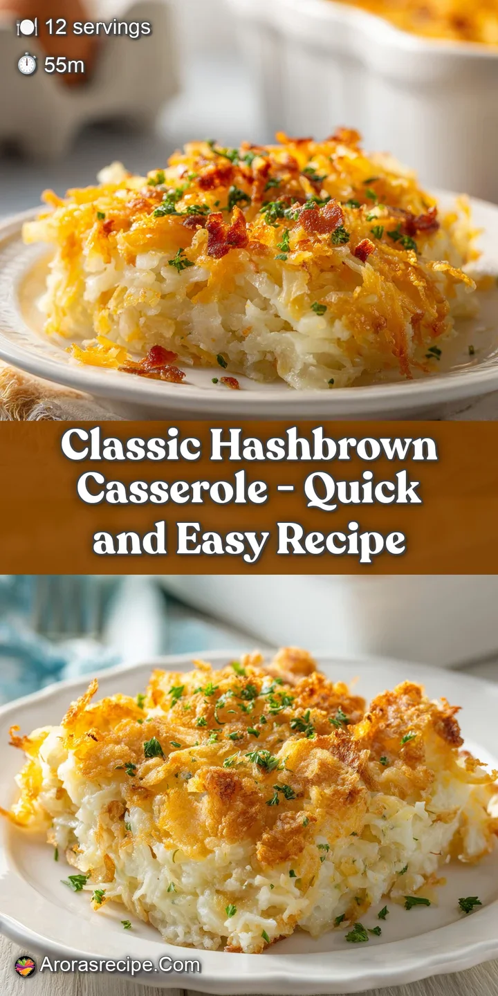 Close-up of a fork piercing a tender, cheesy hashbrown casserole with a glistening crust.