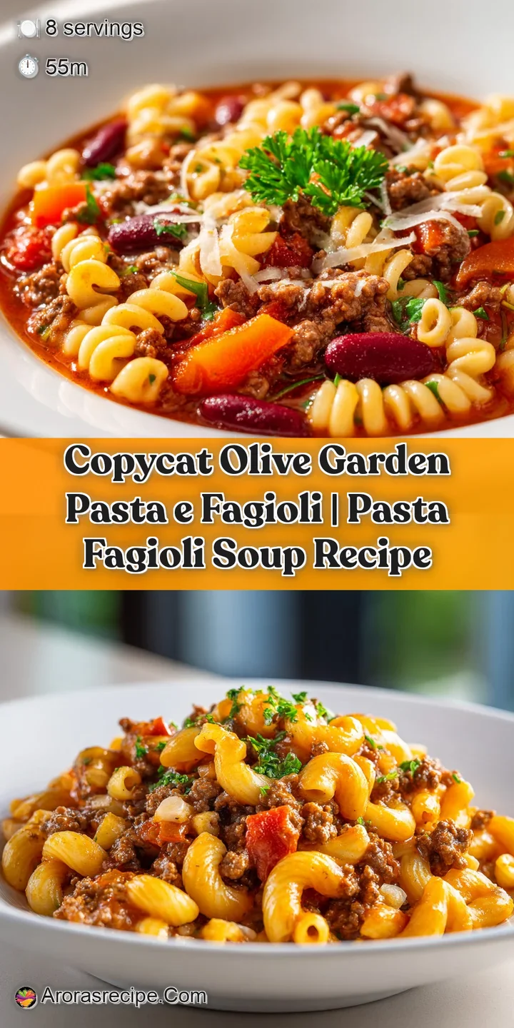 Close-up of plump beans, small pasta shapes, and savory ground beef in a thick, red sauce.