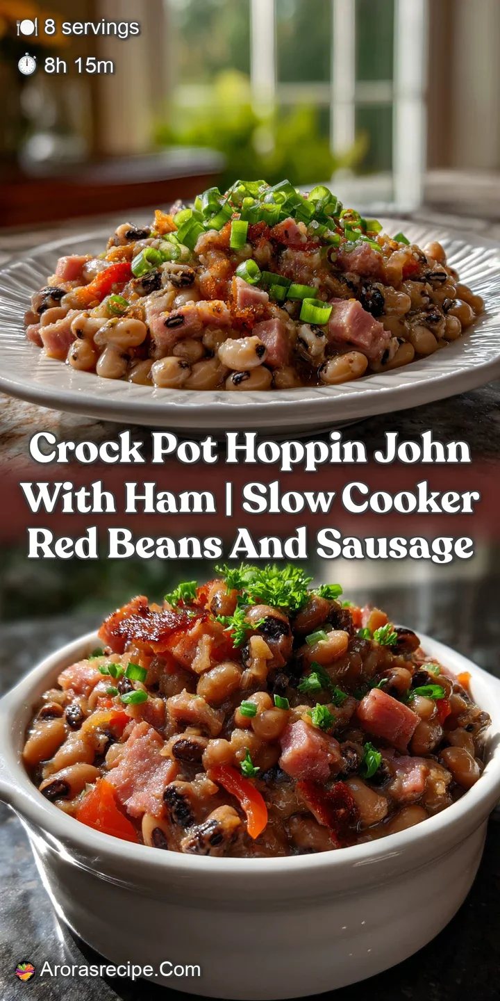 Close-up of a spoonful of Hoppin' John, revealing the tender, creamy texture of the black-eyed peas and the savory ham pie...