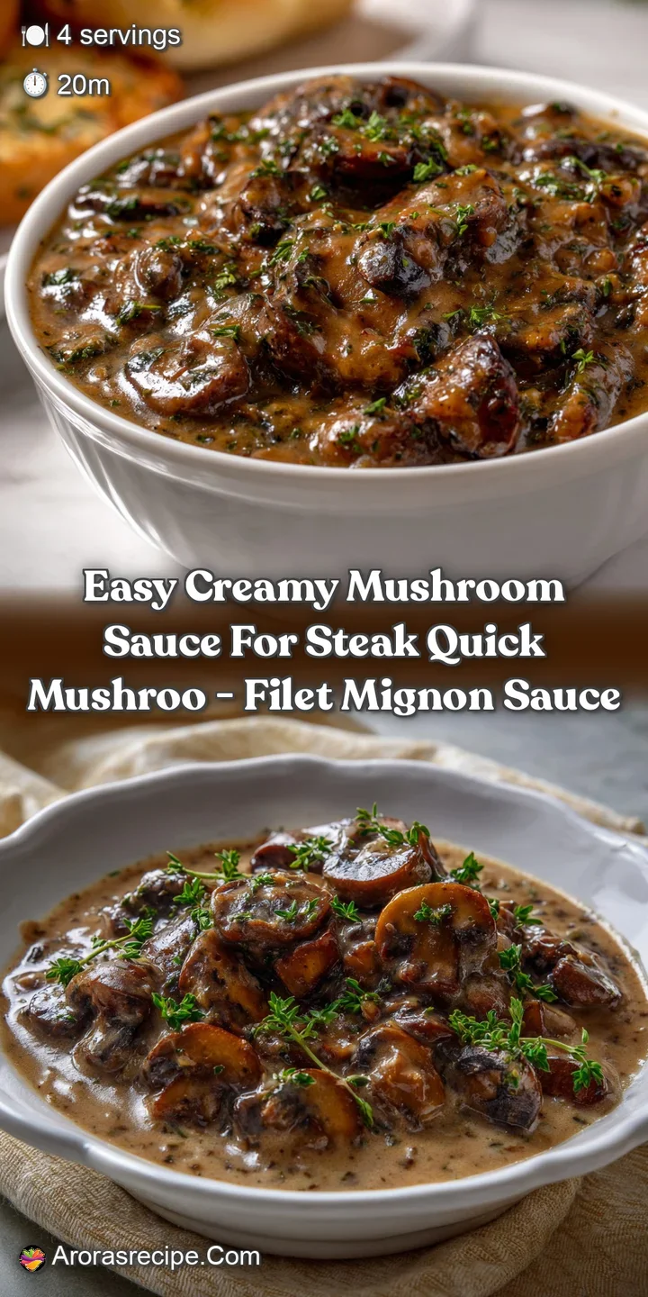 Easy Creamy Mushroom Sauce for Steak Quick Mushroo - Filet Mignon Sauce