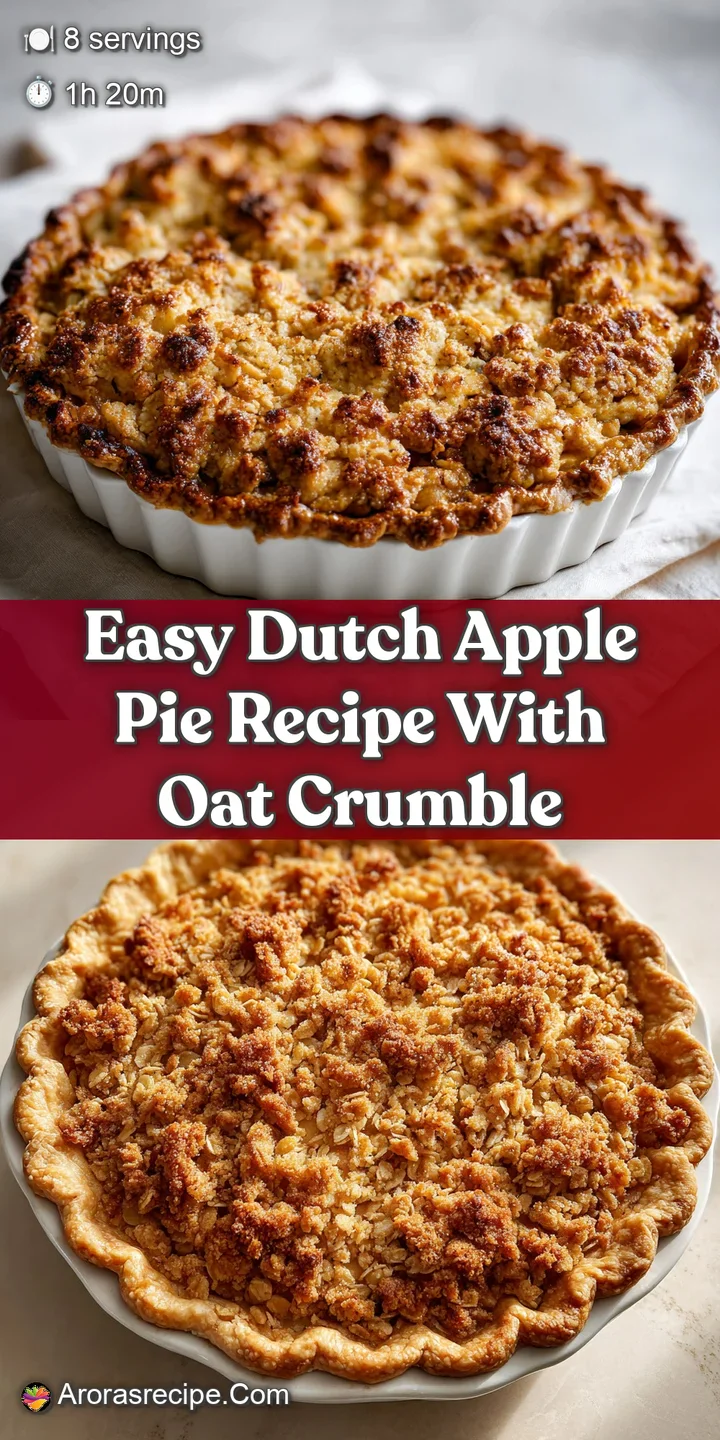 Close-up of warm Dutch apple pie, highlighting the tender apples, crunchy oat topping, and hints of cinnamon spice.