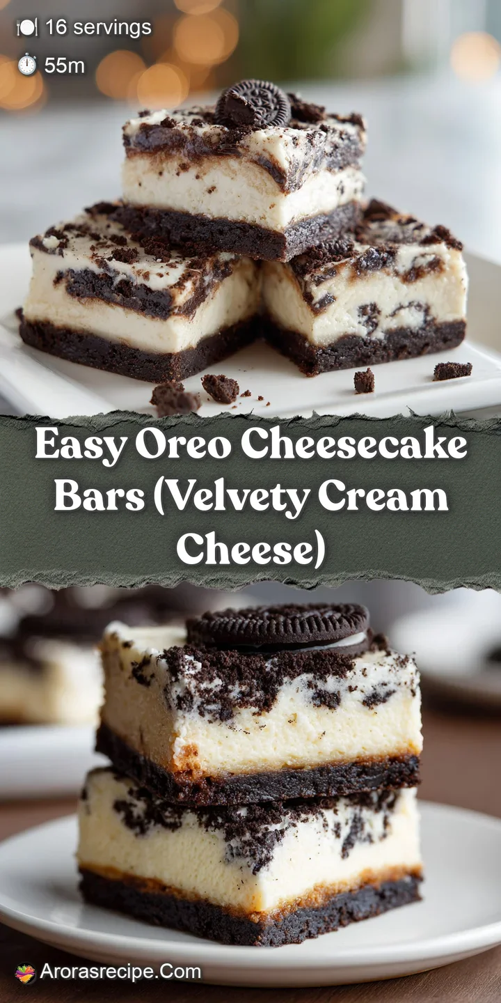 Close-up of an Oreo cheesecake bar, showcasing the rich, creamy texture and distinct Oreo cookie chunks within the filling.