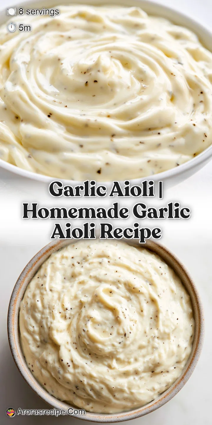 Close-up of a thick, velvety pale cream sauce with visible minced garlic bits and a glossy, smooth finish.