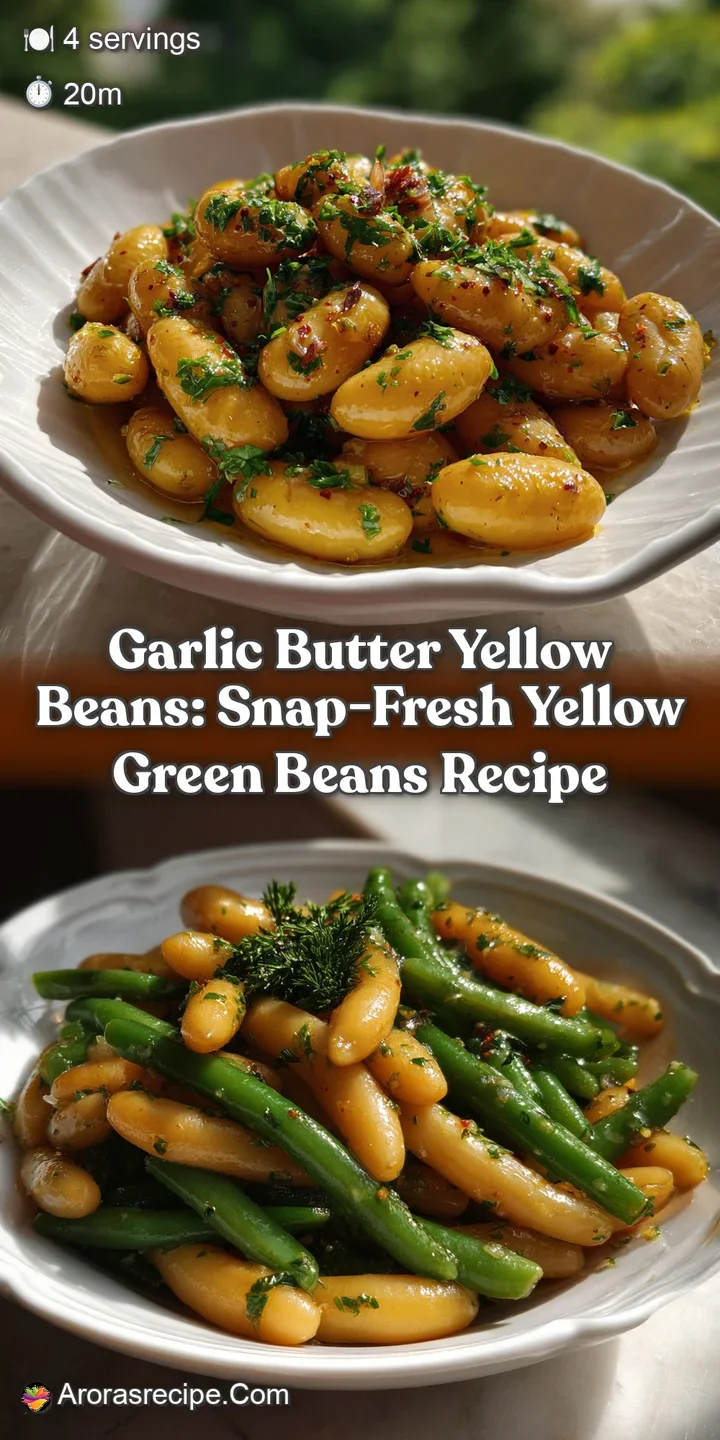 Vibrant yellow beans glistening with melted garlic butter, a simple yet elegant side dish with a tender, inviting texture.