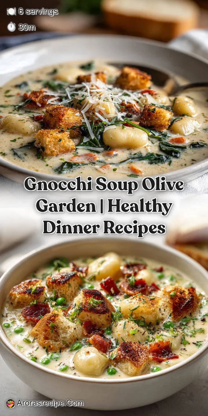 Close-up of gnocchi soup featuring plump dumplings & vibrant green spinach. Rich broth, a visual comfort food masterpiece,...