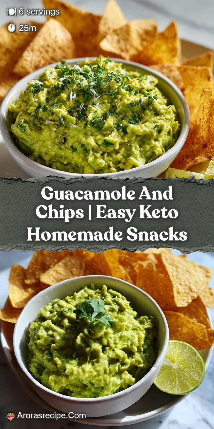 Close-up shot of vibrant green guacamole, showcasing the fresh ingredients and chunky texture, with golden tortilla chips ...