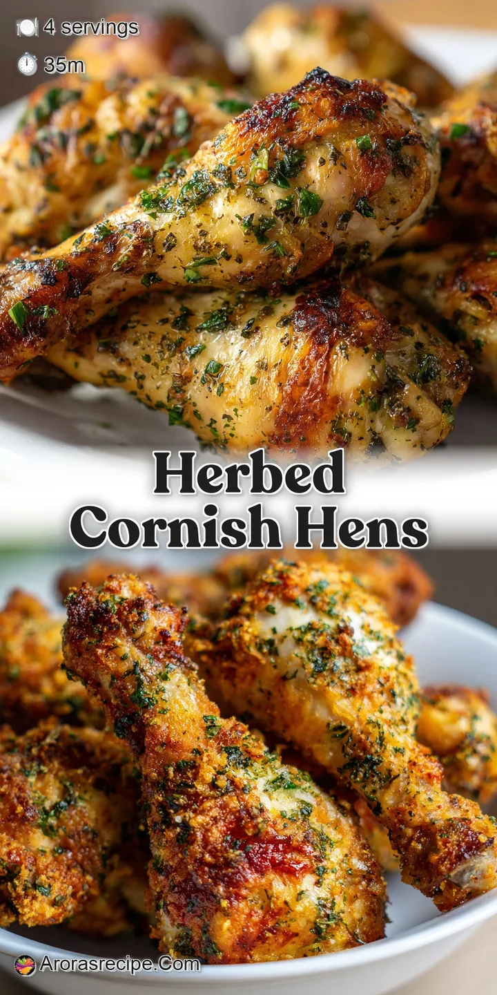 Close-up of a juicy, golden-brown air-fried chicken leg. Crispy skin glistens, with visible herbs enhancing the savory ap...