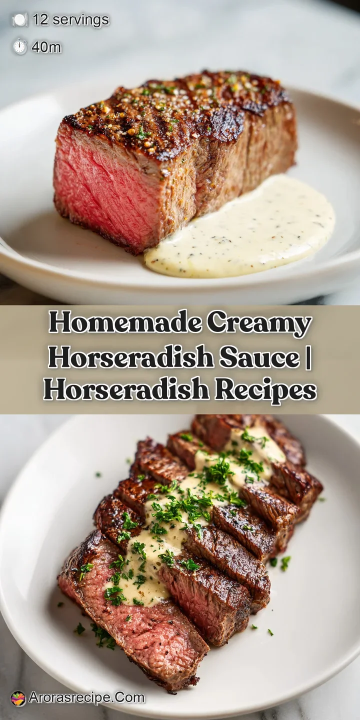 Close-up of smooth, pale horseradish sauce, revealing a rich, thick texture with tiny visible pepper specks.