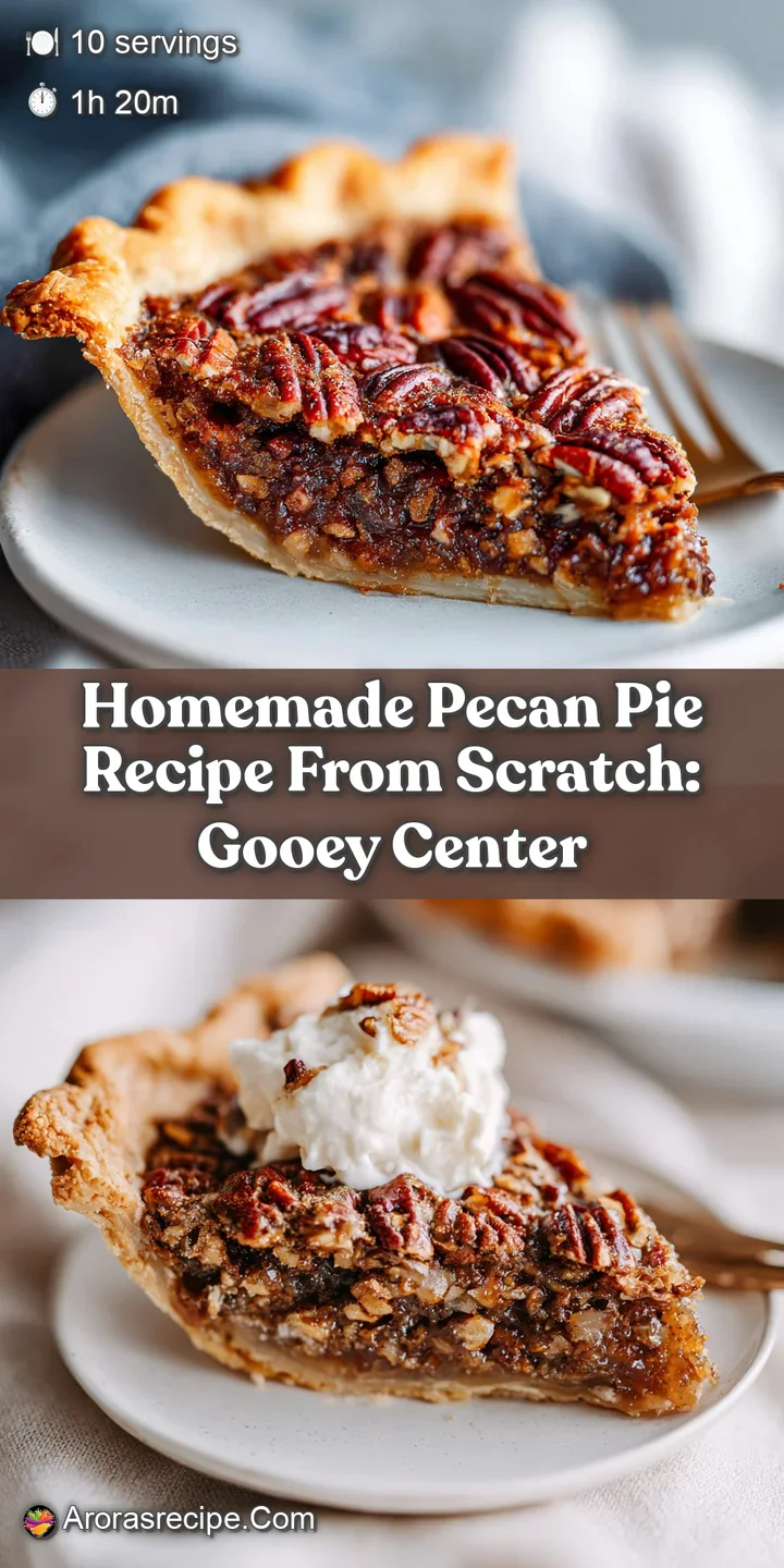 Close-up of glossy, amber pecan pie filling studded with toasted pecans, showing a crackled, inviting surface.