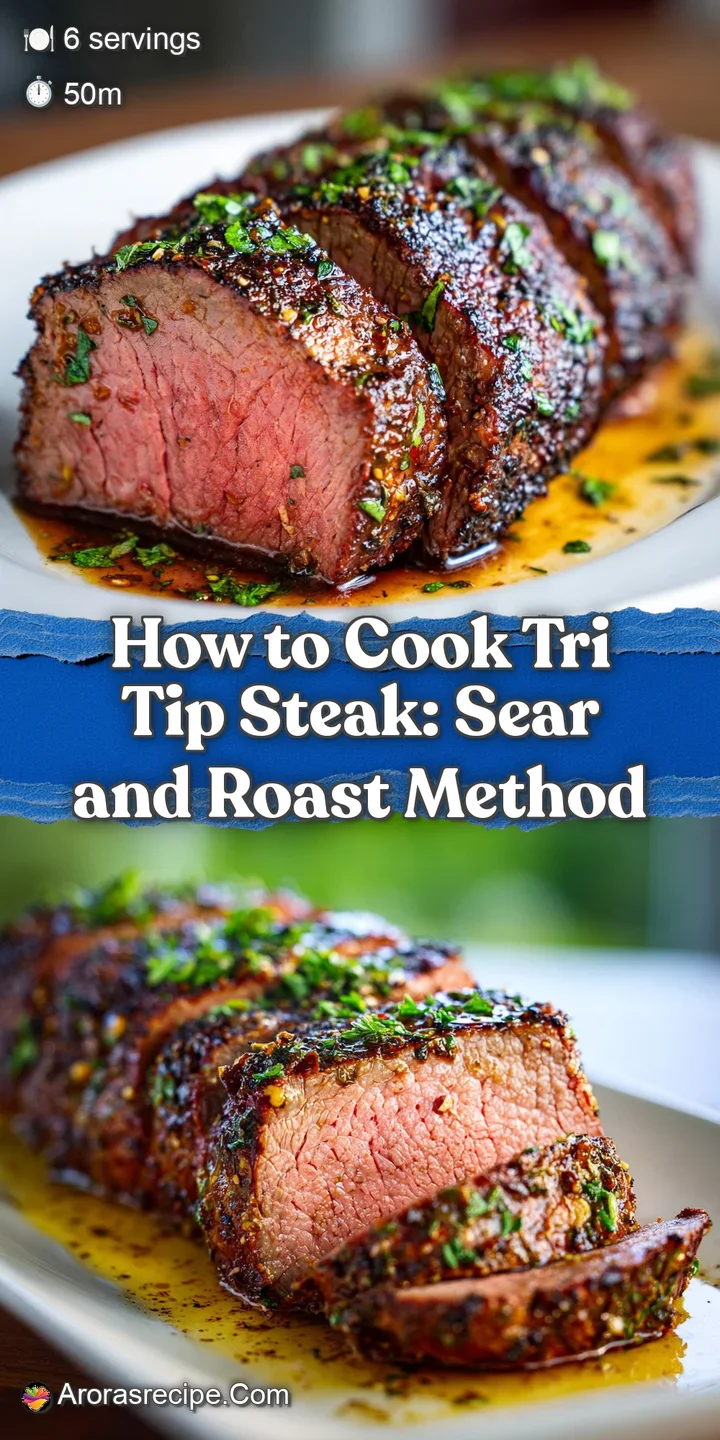 Close-up reveals the juicy, tender interior of a perfectly roasted tri-tip, with a tempting, caramelized surface.