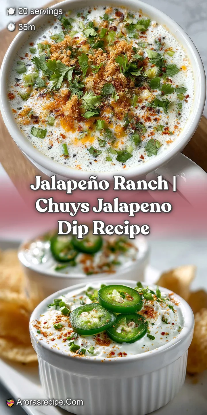 Close-up of cool, tangy jalape&ntilde;o ranch with bits of jalape&ntilde;o and herbs swirled throughout, promising a burst of fresh, spi...