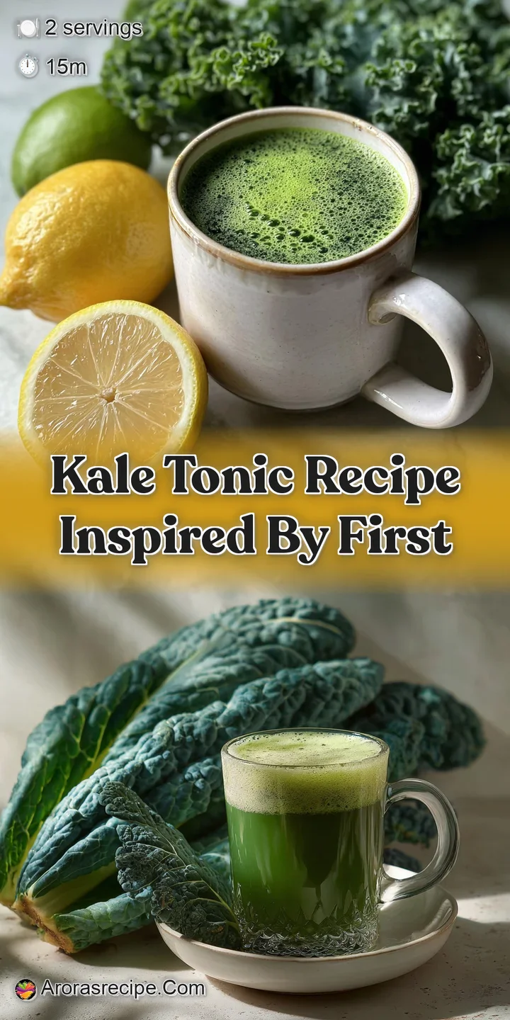 Close-up of a verdant kale tonic, highlighting its creamy, blended texture and the refreshing, zingy qualities implied by ...