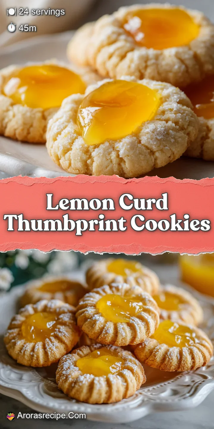 Close-up view of a lemon thumbprint cookie. Shiny, tart lemon curd sits nestled in a buttery, golden cookie, inviting a ta...