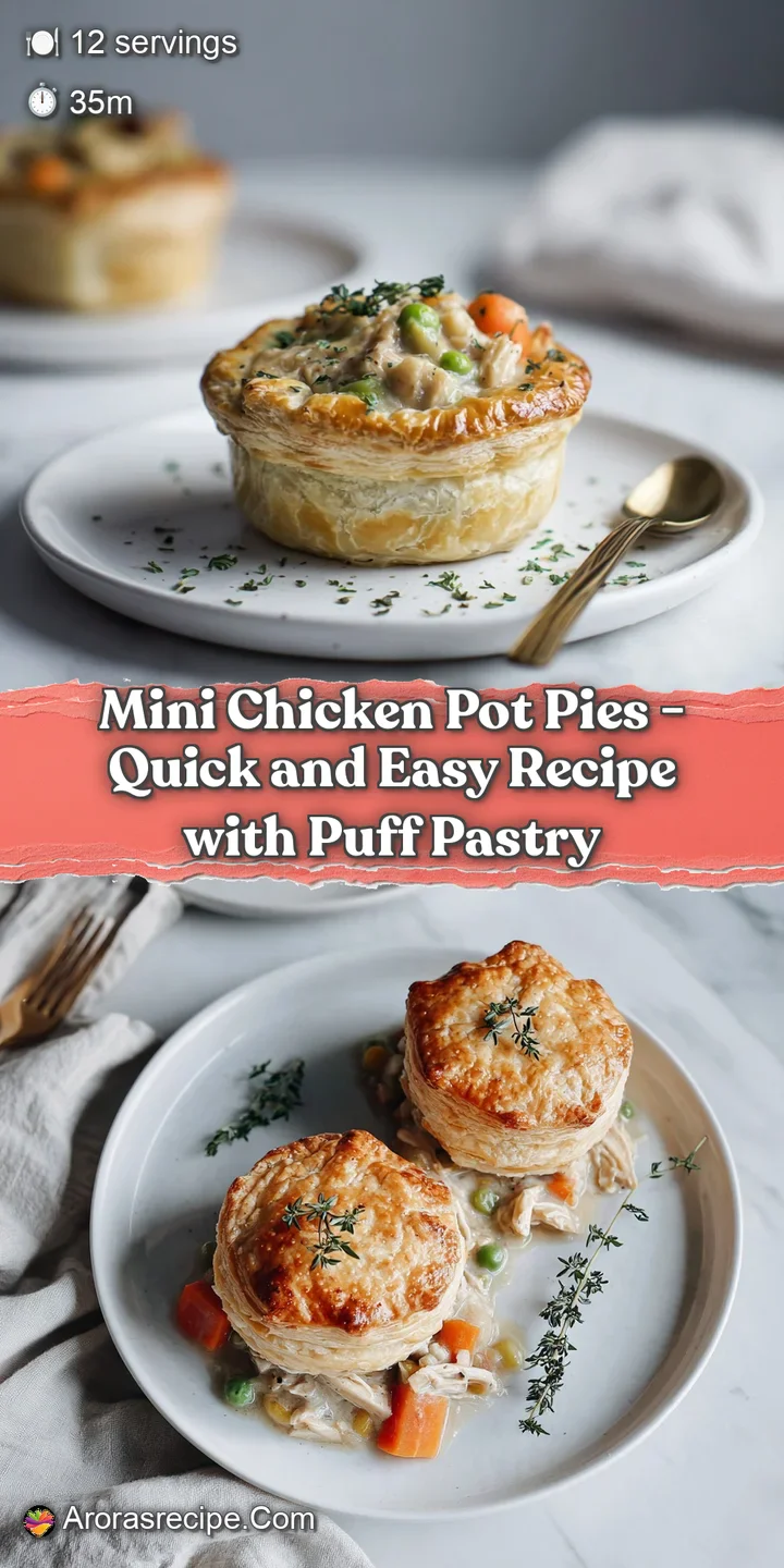 Flaky puff pastry crust revealing a bubbling, creamy chicken and vegetable filling.