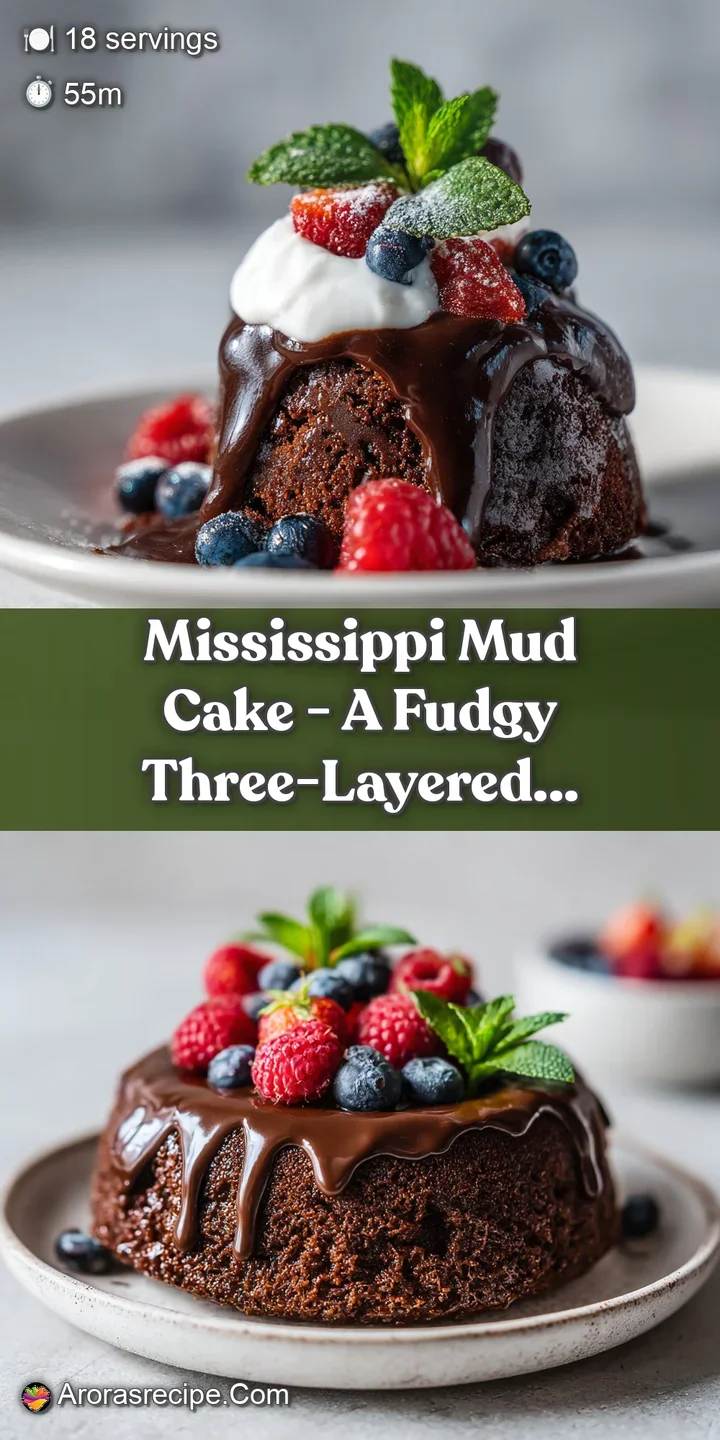 Close-up of a moist chocolate crumb with a thick, dark chocolate ganache pooling on top.