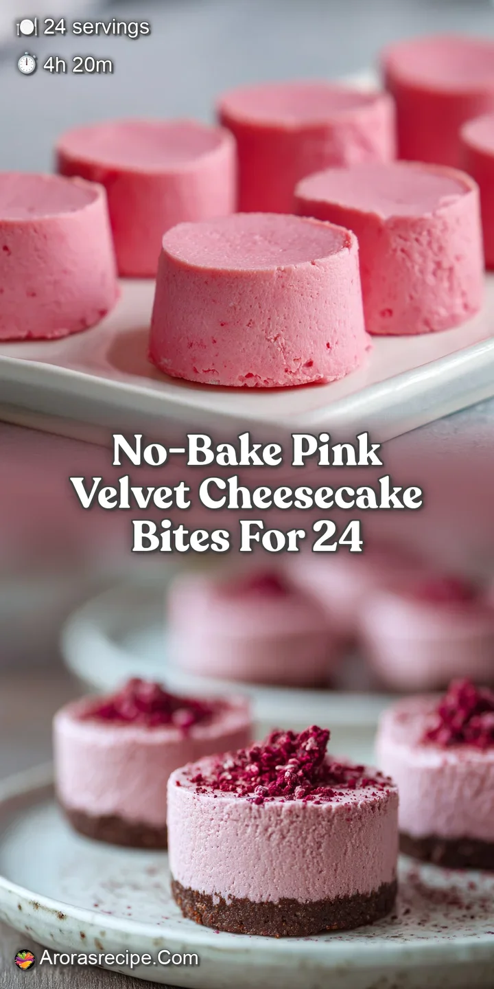 Close-up of a pink velvet cheesecake bite showing smooth, velvety texture and colorful sprinkles. An inviting sweet treat!