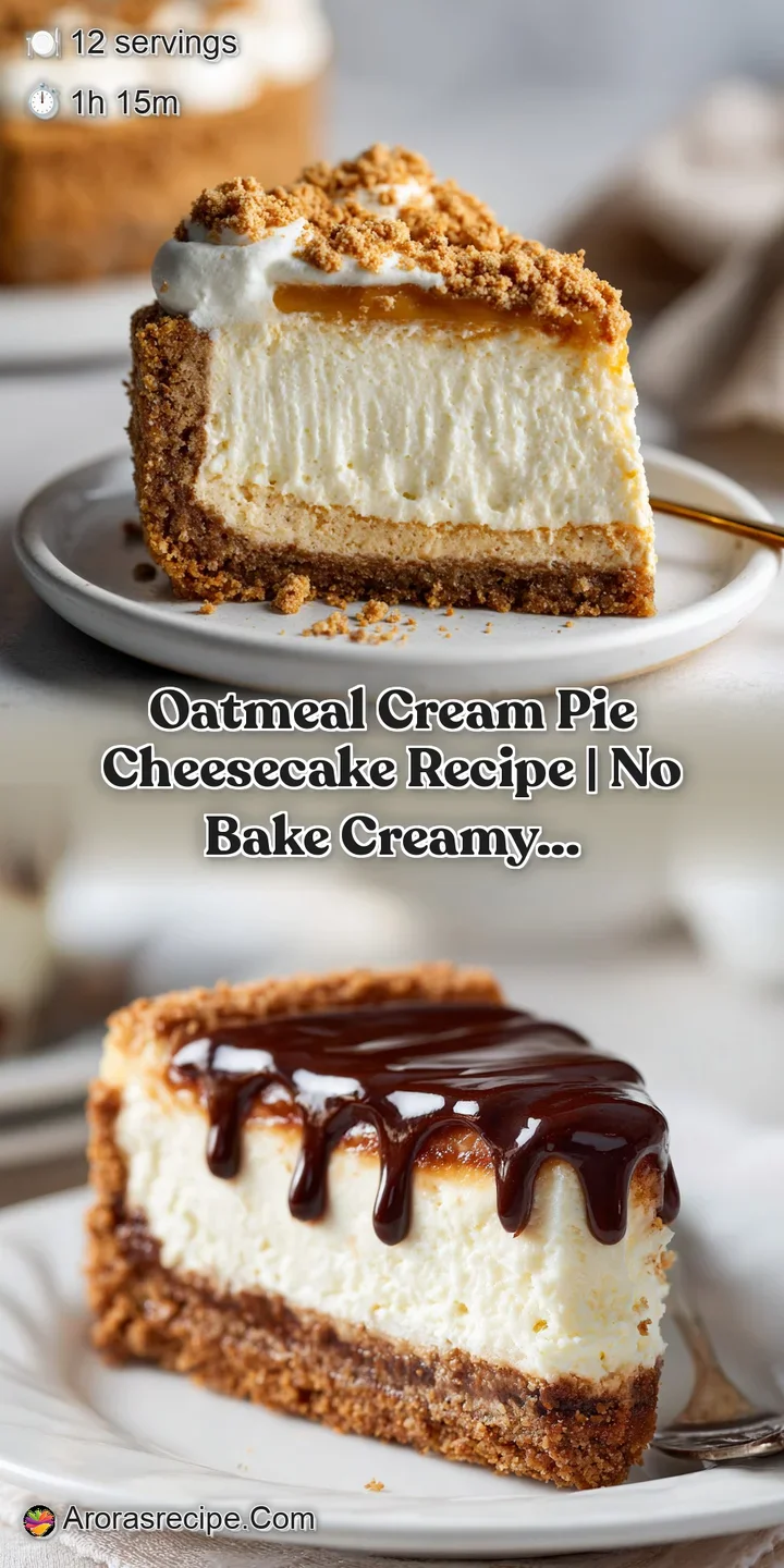 Close-up of a rich, no-bake cheesecake with a glossy, smooth surface and a textured oatmeal topping.