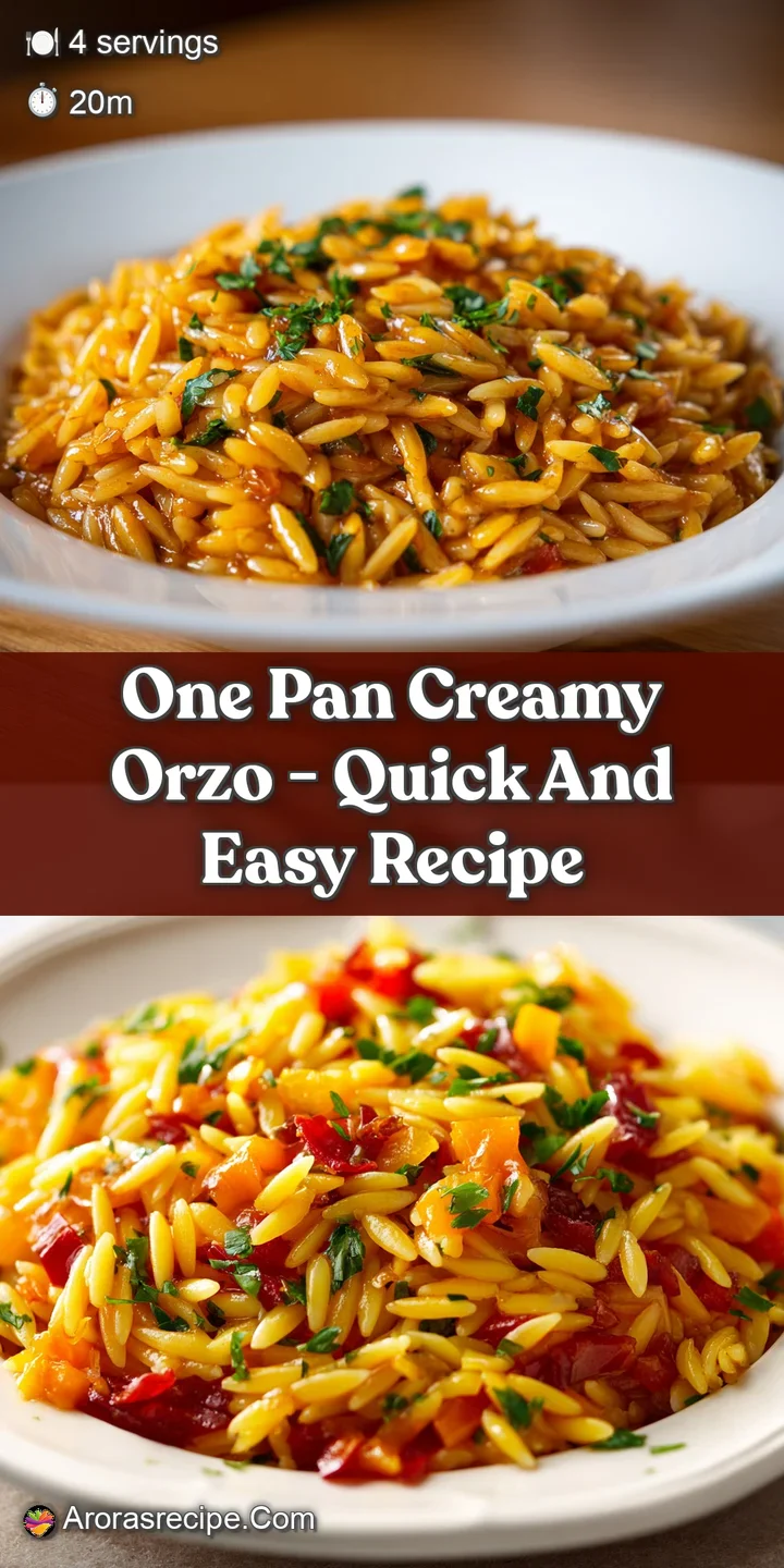 Close-up of glossy orzo pasta; a light sheen, flecks of vibrant herbs, and grated cheese beckon with its rich, creamy text...