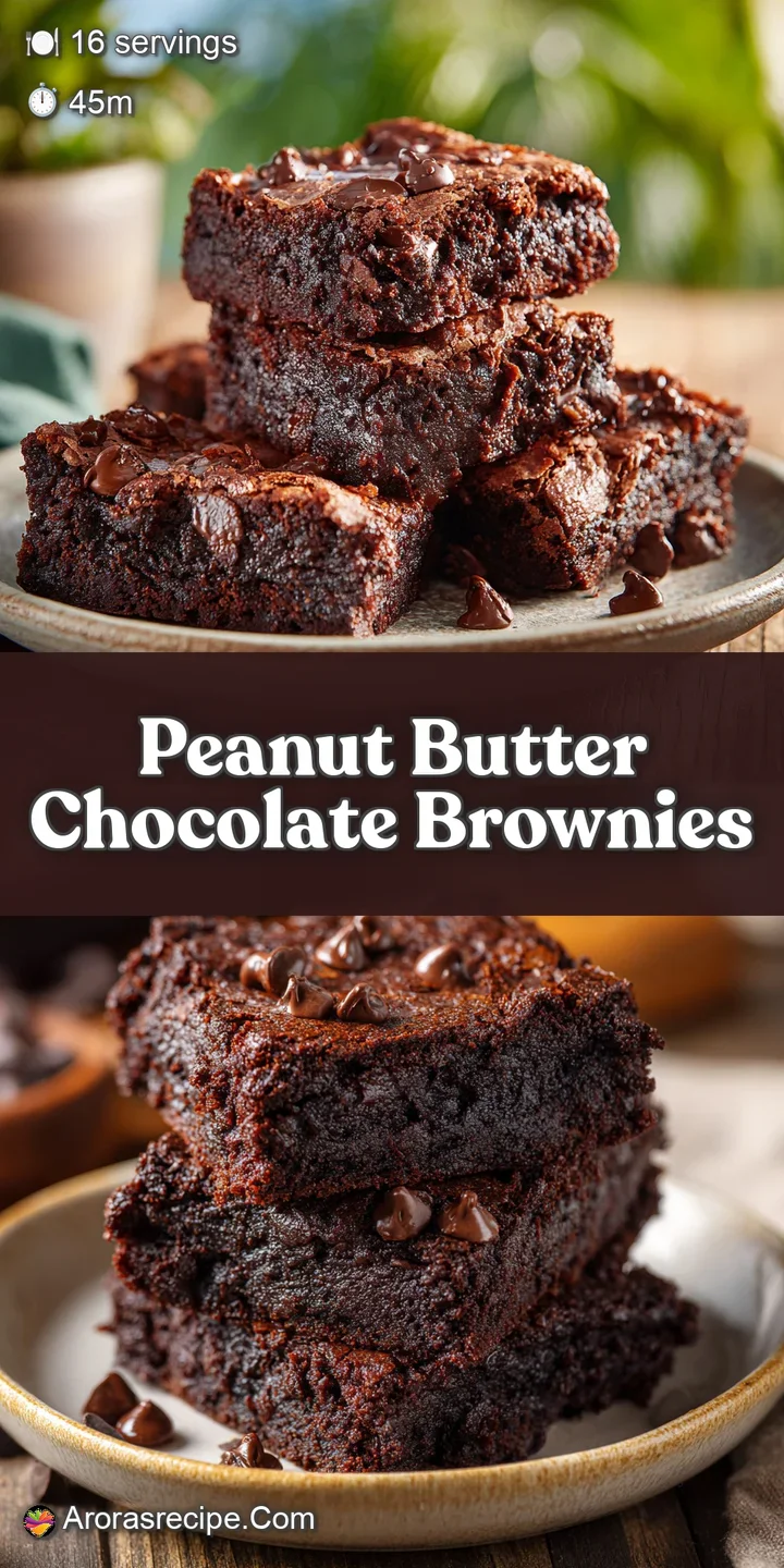 Close-up of a rich brownie revealing gooey peanut butter streaks, dark chocolate, and soft, chewy texture.