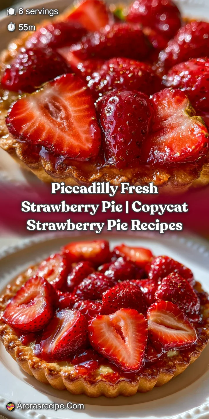 Close-up of sliced bright red strawberries glistening in a clear glaze atop a thick layer of smooth cream.
