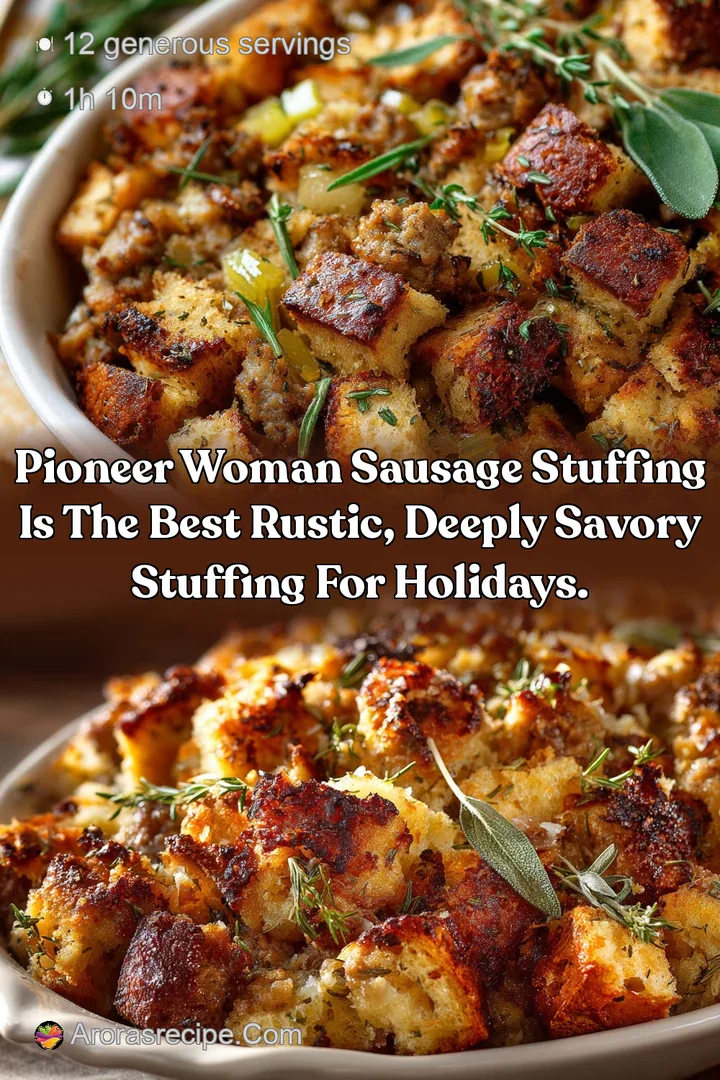 Pioneer Woman Sausage Stuffing is the best rustic  deeply savory stuffing for holidays.