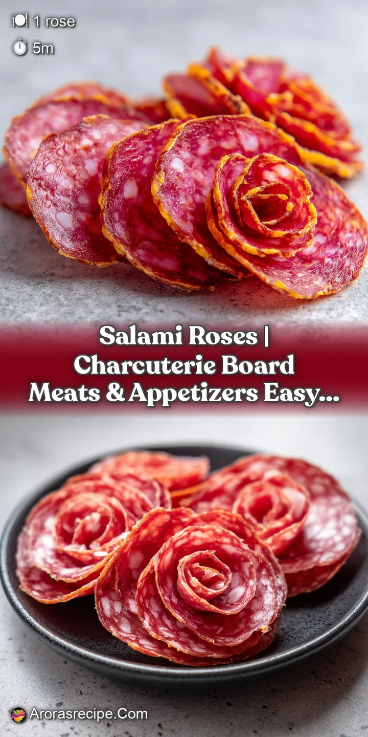 Close-up of a plump salami rose unfurling its deep red, textured layers, glistening invitingly.
