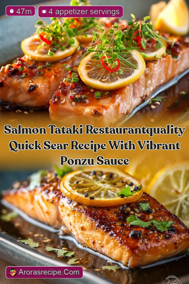 Salmon Tataki RestaurantQuality Quick Sear Recipe with Vibrant Ponzu Sauce