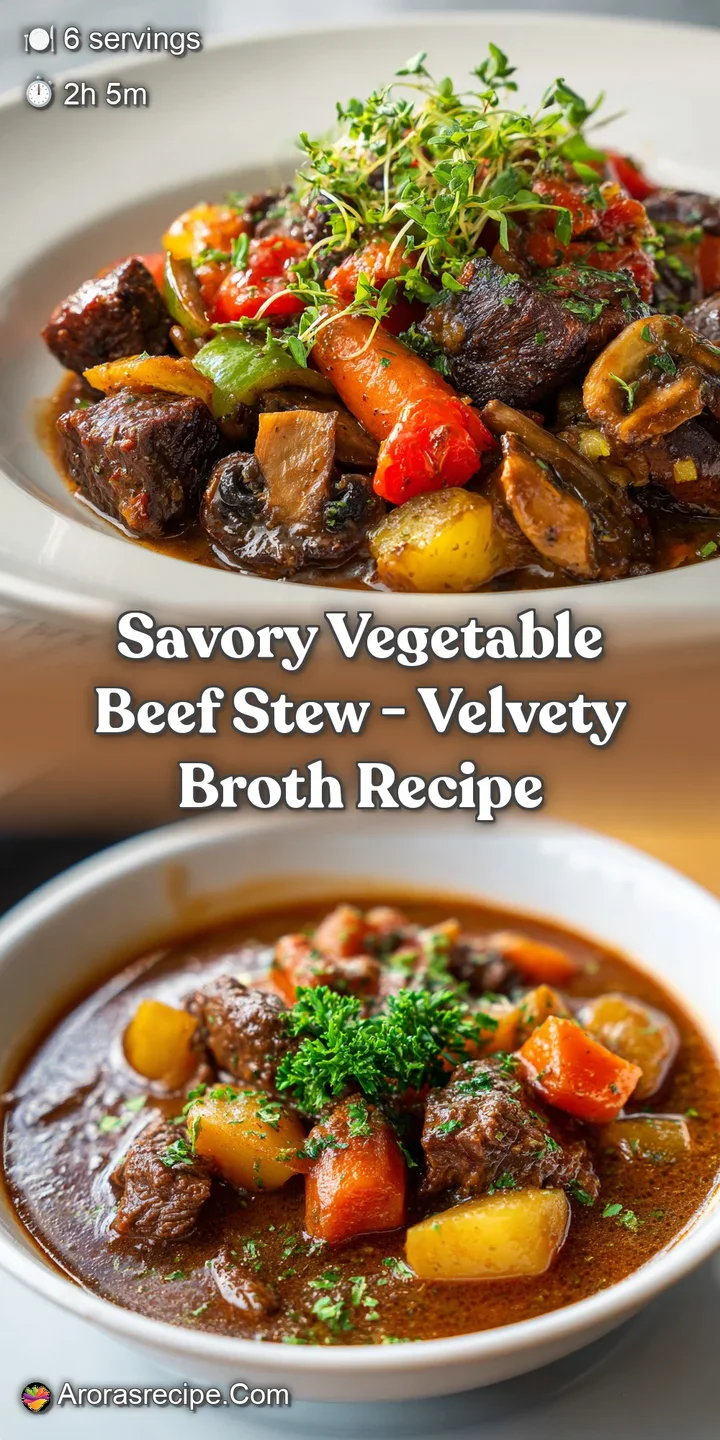 Close-up of tender beef and colorful vegetables swimming in a thick, savory broth, promising a warm and satisfying bite.