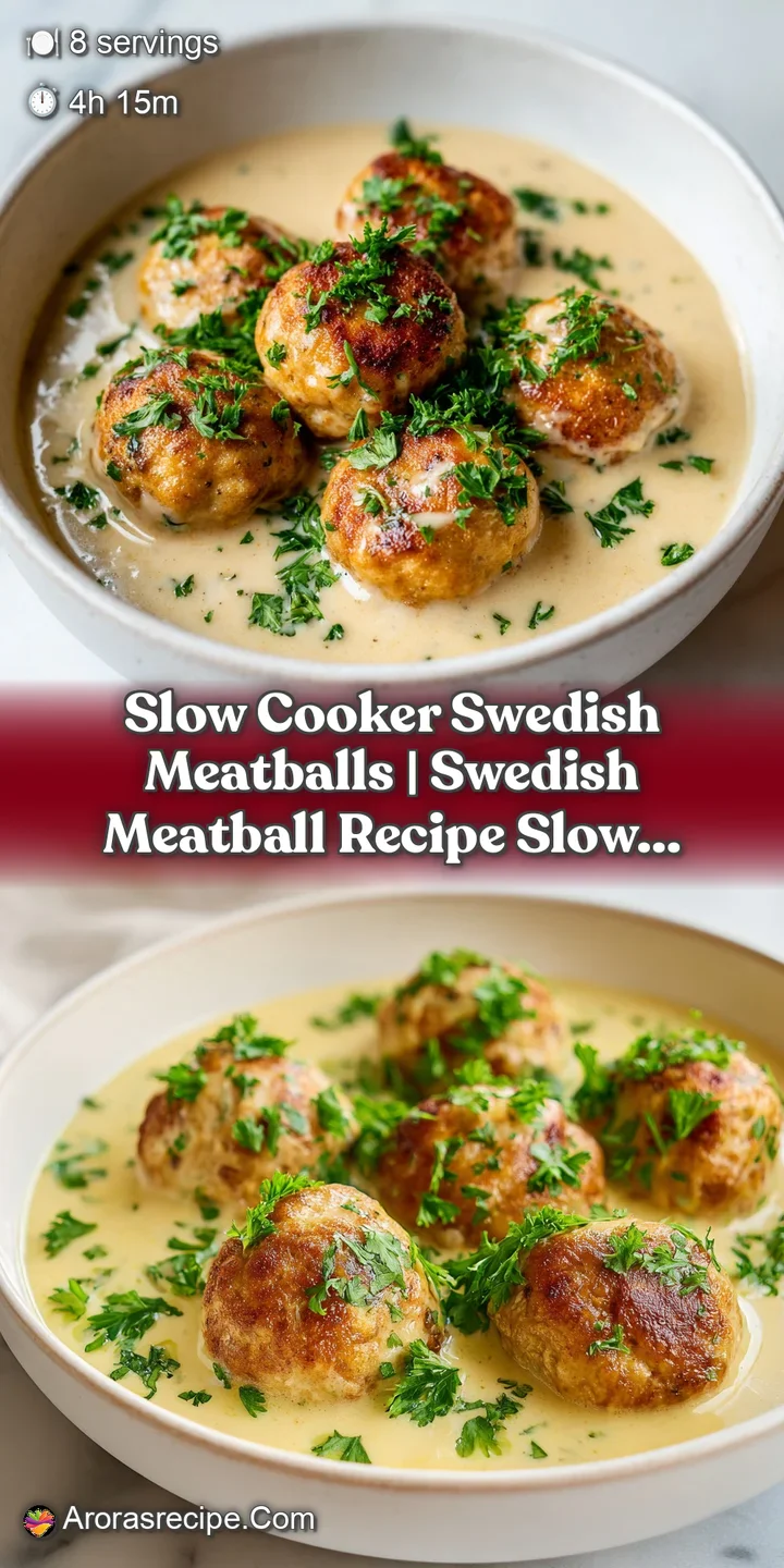 Close-up of a juicy, browned meatball drenched in a thick, velvety beige gravy with a glossy, shimmering finish.