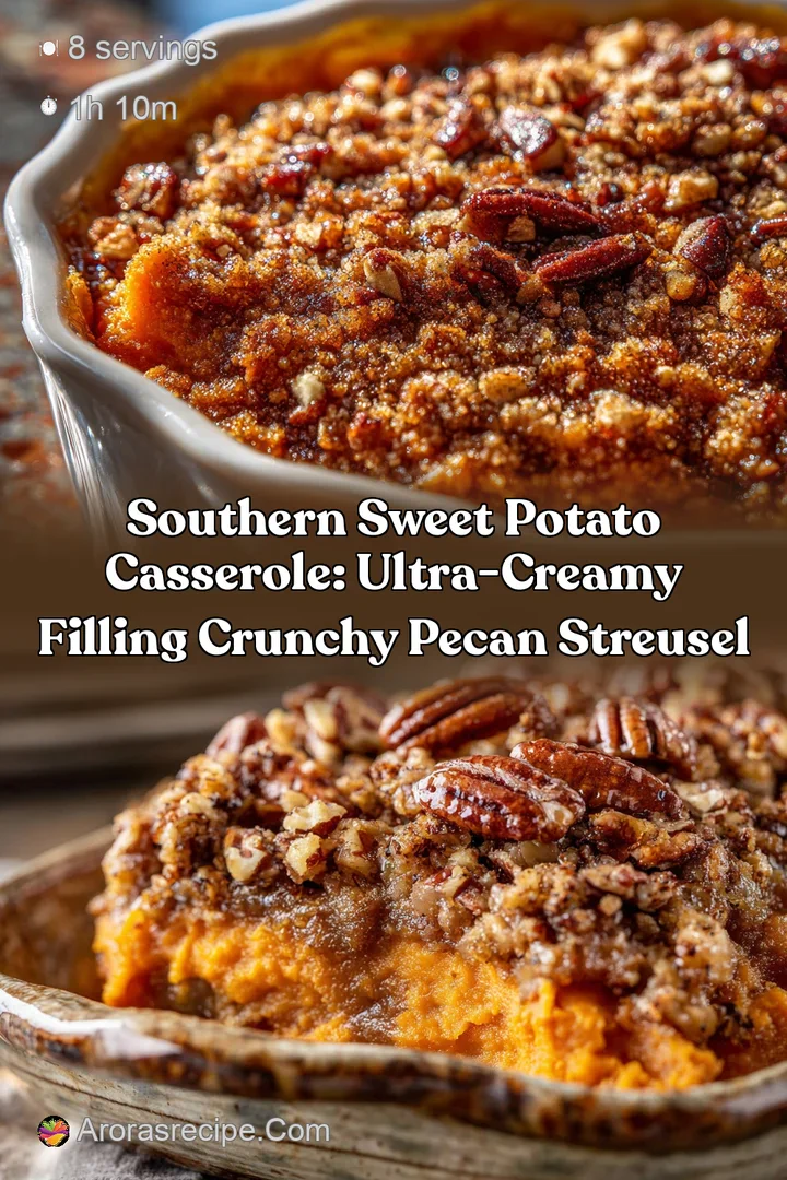 Southern Sweet Potato Casserole: Ultra-Creamy Filling Crunchy Pecan Streusel