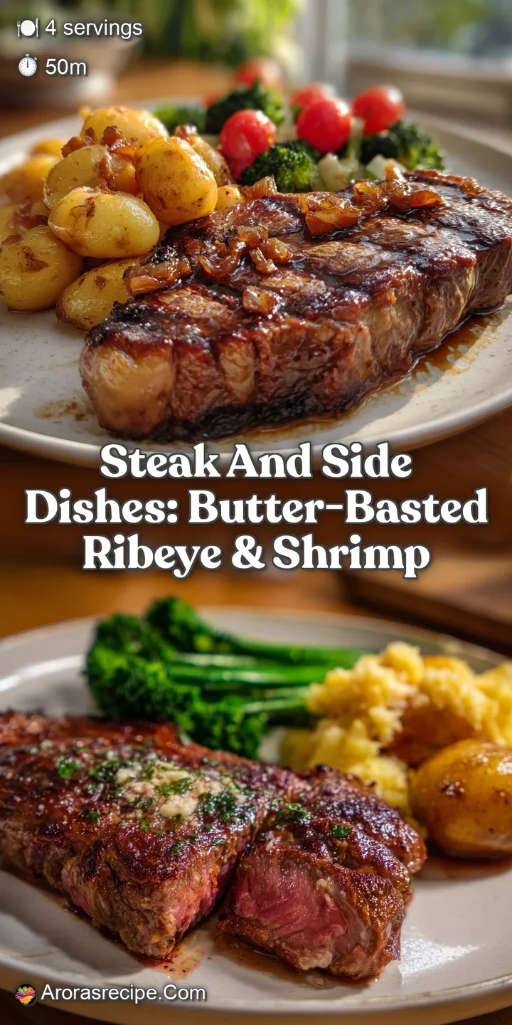 Steak and Side Dishes: Butter-Basted Ribeye & Shrimp