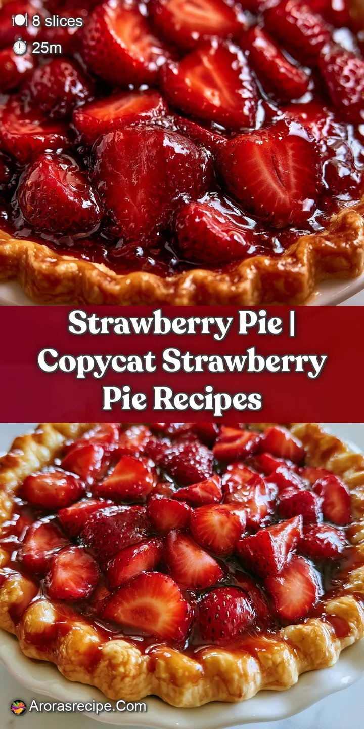 Close-up of glistening red strawberries in a thick, sugary glaze resting on a buttery, flaky pastry crust.