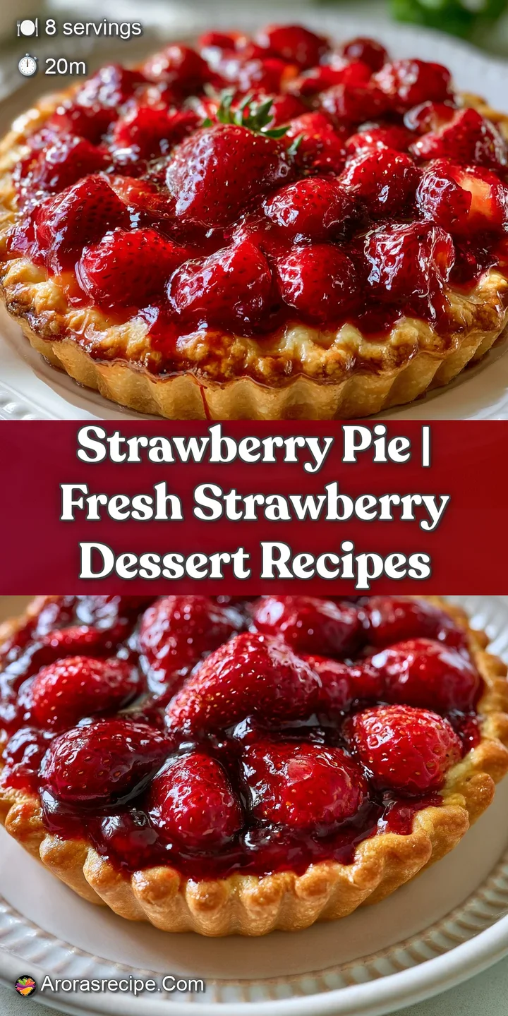 Extreme close-up of glistening red strawberry slices in a sugary glaze tucked into a flaky, golden-brown crust.