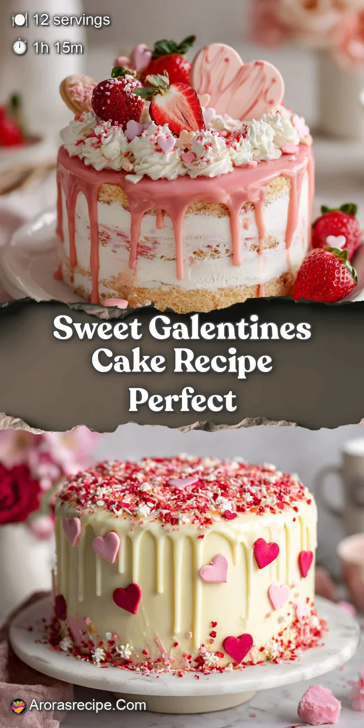 Close-up showcases the pink frosted layer cake's textured frosting & colorful candy hearts. Soft focus emphasizes sweet de...