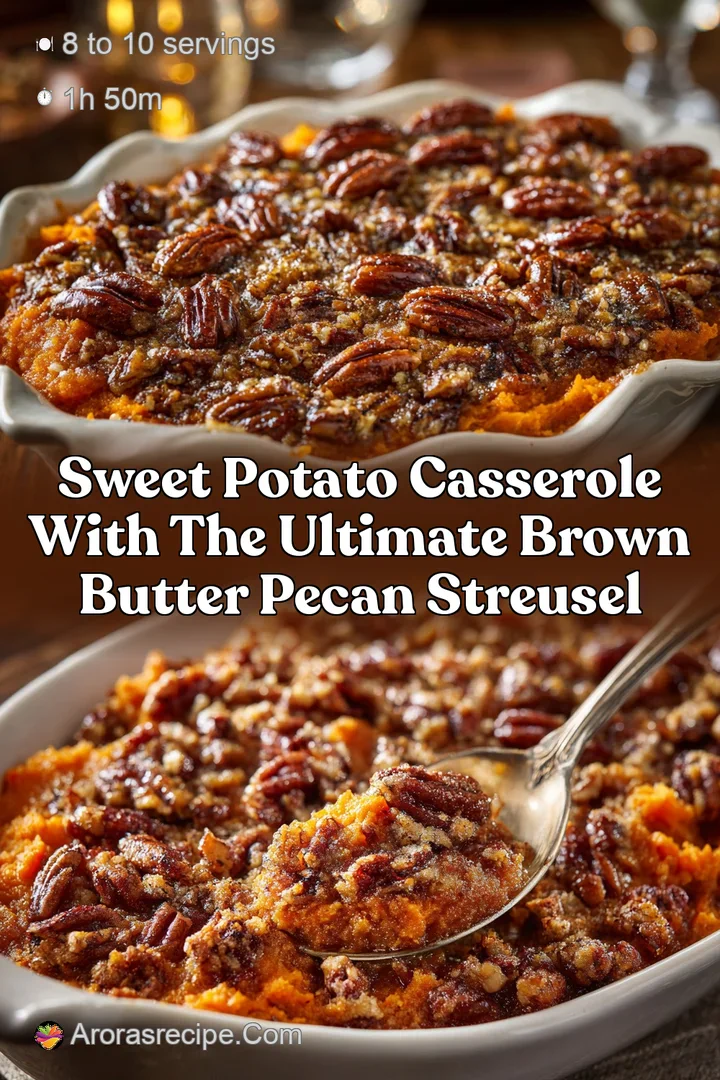 Sweet Potato Casserole with the Ultimate Brown Butter Pecan Streusel
