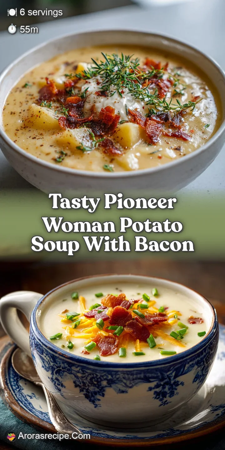 Close-up of luscious potato soup, swirls of cream, golden potatoes, and vibrant green onion adding visual appeal.