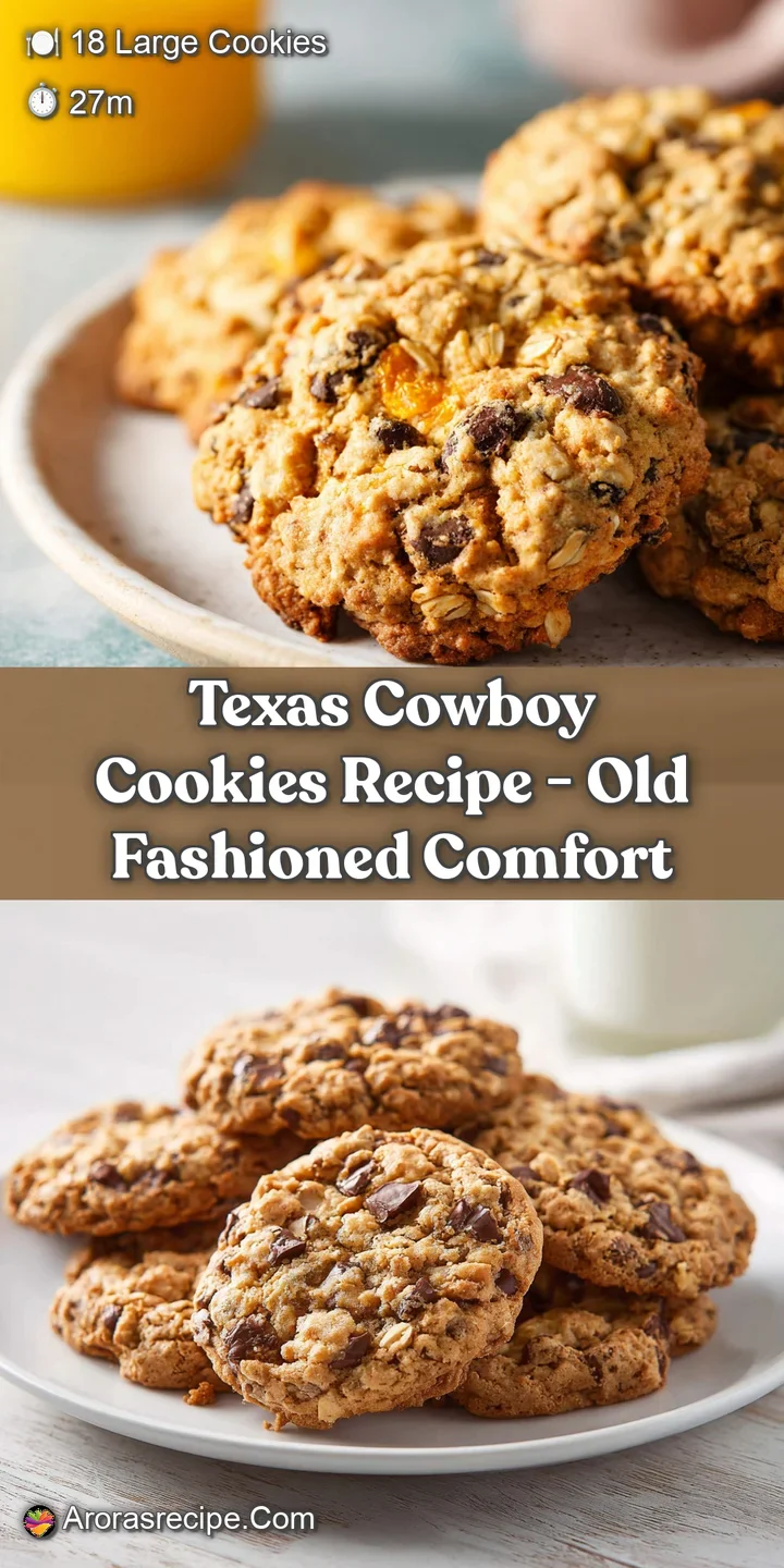 Close-up of a cowboy cookie revealing a soft, chewy interior with melting chocolate and visible pecan pieces. A delightful...