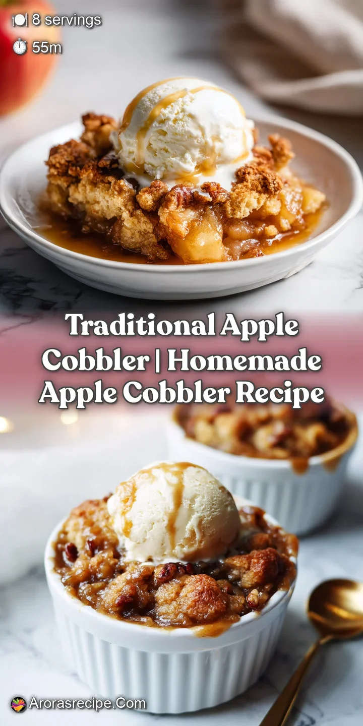 Warm, bubbling apple cobbler with a golden, flaky crust and tender spiced apple filling