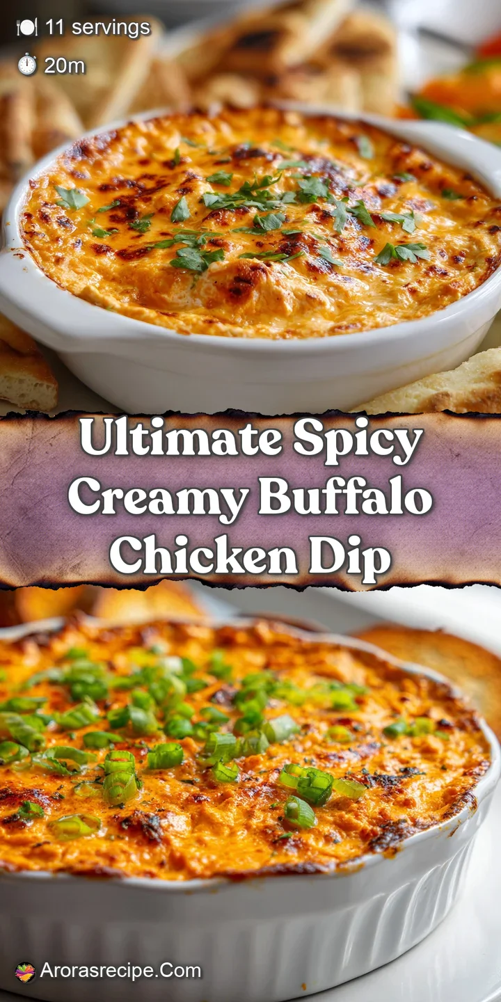 Close-up of spicy, creamy buffalo chicken dip with streaks of melted cheese, showing the savory and delicious textures.