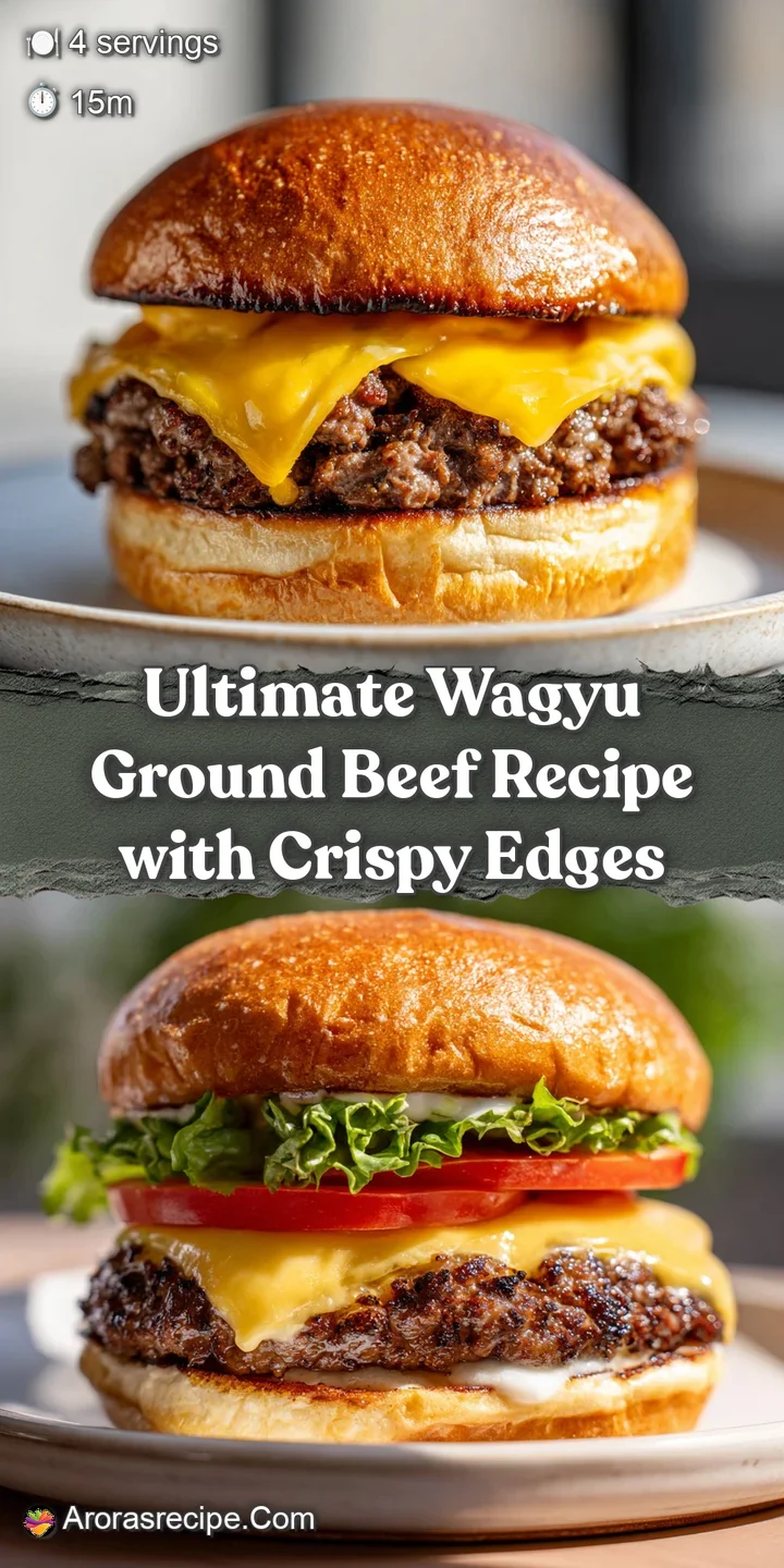 Juicy, coarsely ground wagyu beef, seared to a perfect golden brown, with visible marbling and a delectable, savory aroma.