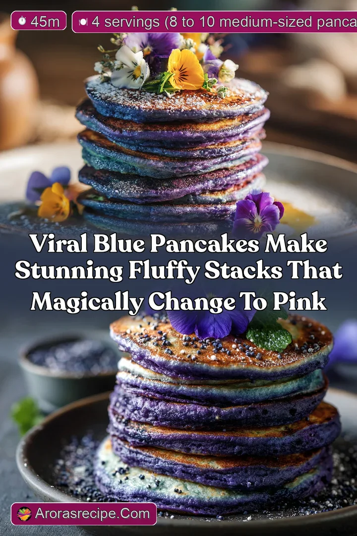 Viral Blue Pancakes Make stunning fluffy stacks that magically change to pink