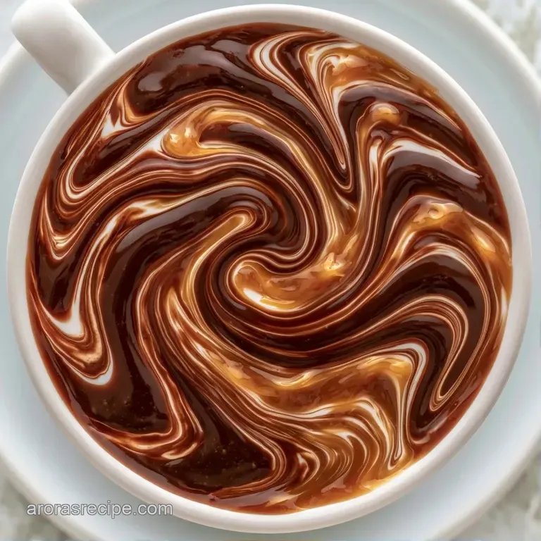 Iced mocha latte in a clear glass with layered chocolate syrup, topped with whipped cream and toasted pecans.