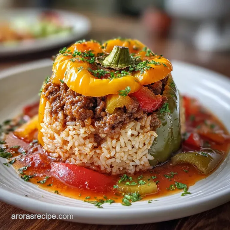 The Most Addictive Beef Stuffed Pepper with Rice and Tomato Sauce