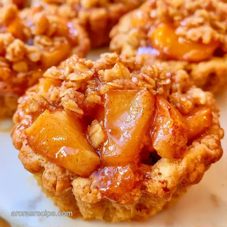 Miniature pastry cups filled with spiced apples, topped with a dollop of cream and a sprinkle of cinnamon powder.