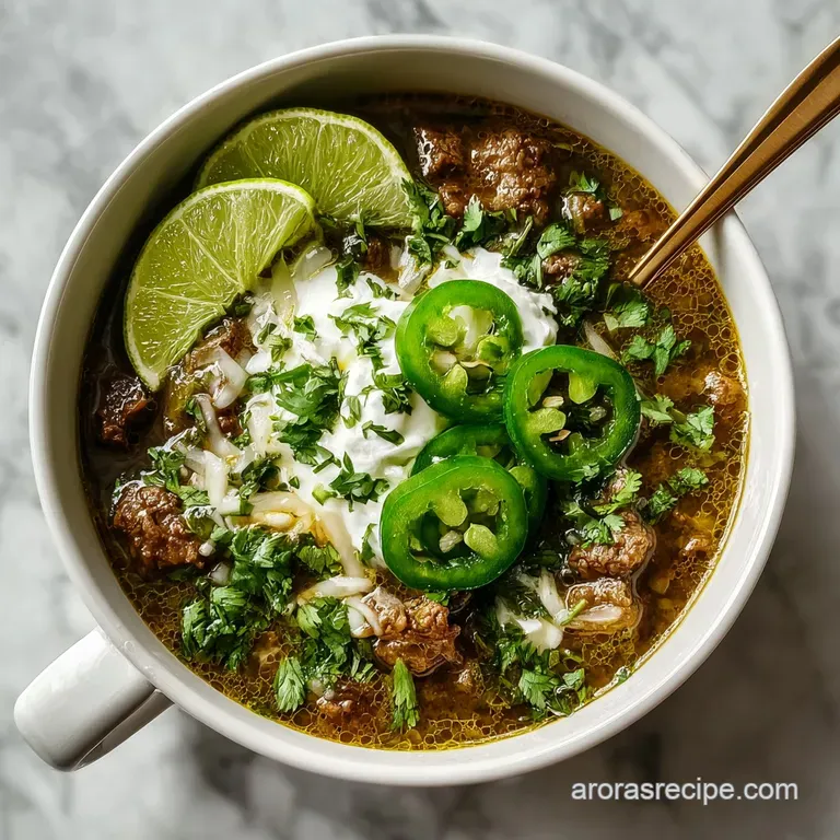 Beef Chili Verde: Slow Cooker